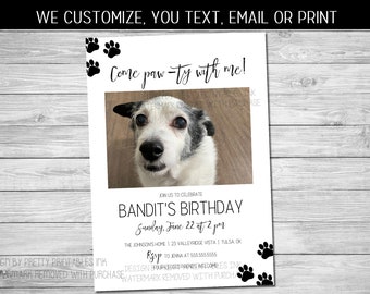 Dog Birthday Party Invitation, Dog First Birthday Invitation, Dog 1st Birthday Party Invitation, Pet Birthday Invitation - Personalized