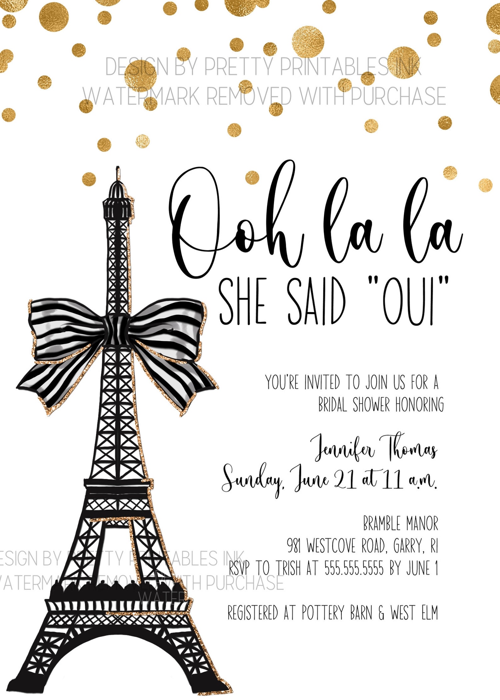Paris Bridal Shower Invitation French Bridal Shower Etsy