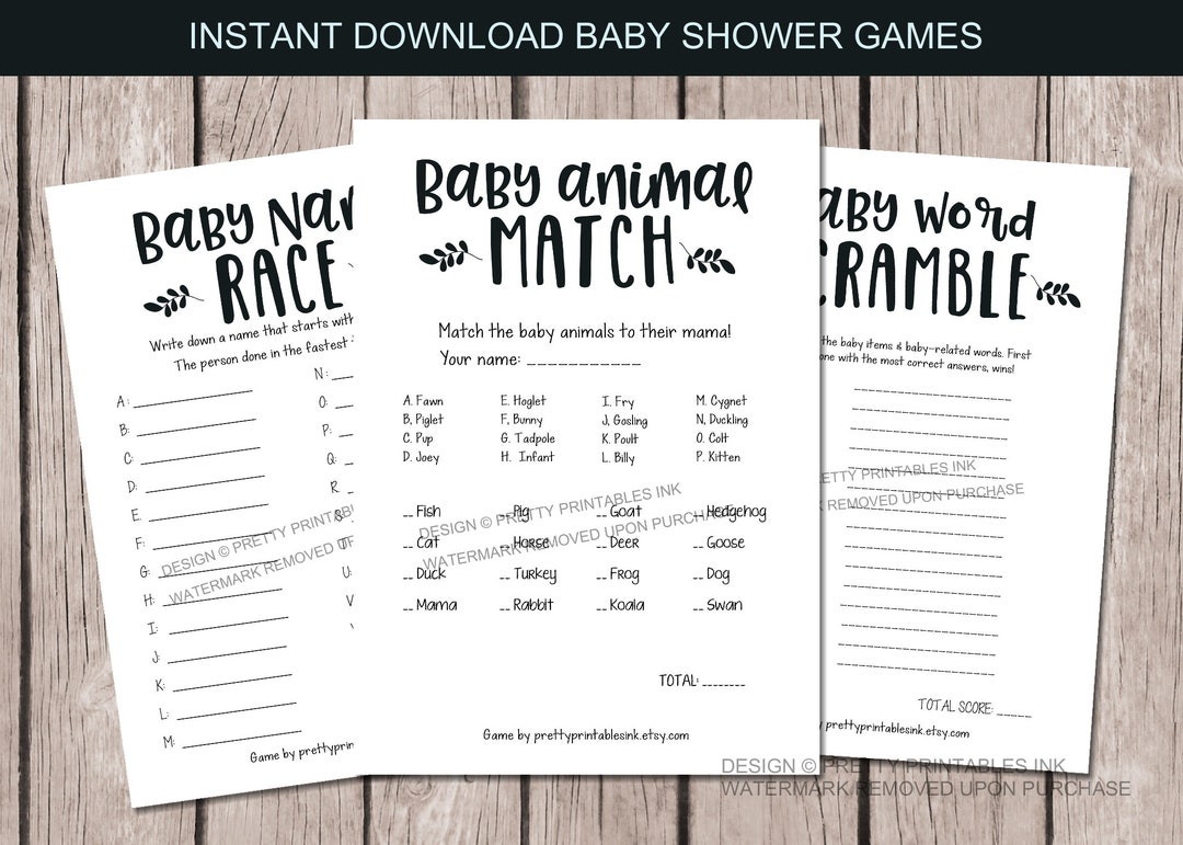 Printable Baby Shower Games | Instant Download Baby Shower Games ...