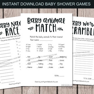 Printable Baby Shower Games Instant Download Baby Shower Games Minimalist Baby Shower Games Gender Neutral Baby Shower Games image 1