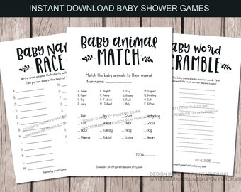 Printable Baby Shower Games | Instant Download Baby Shower Games | Minimalist Baby Shower Games | Gender Neutral Baby Shower Games