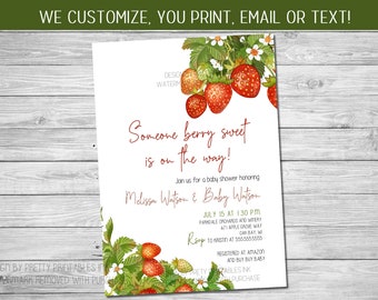 Strawberry Baby Shower Invitation, Someone Berry Sweet on the Way Invitation, Girl Baby Shower Invitation, Neutral Baby Shower Invitation