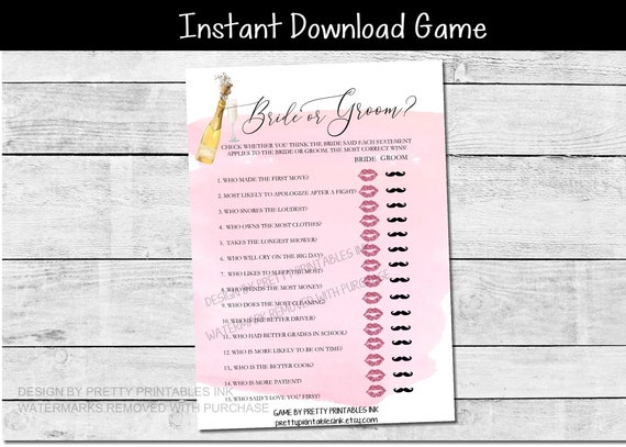 Who knows the couple best game | bride or groom game | bridal shower game | game for engagement party Il_570xn