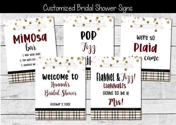 Plaid bridal shower signs printable (set of 5), flannel and fizz bridal shower signs, fall bridal shower signs, fall bridal shower decor Il_570xn