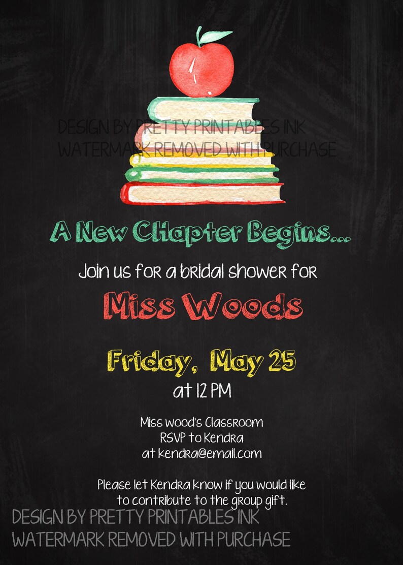 Teacher Bridal Shower Invitation Classroom Bridal Shower Etsy