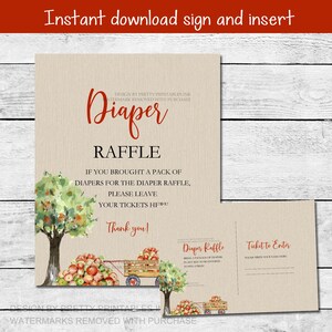 Apple Baby Shower Diaper Raffle Sign & Inserts (Digital Download)