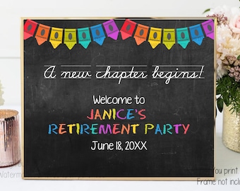 Printable teacher retirement sign, teacher retirement party welcome sign, customized teacher retirement party sign,  crayon sign printable