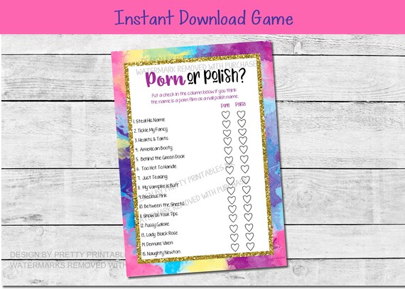 Bachelorette Party Game Printable | Porn or Polish Bachelorette Game | Nail Polish Game | 90s Bachelorette Game | Tie-Dye Bachelorette Game Il_570xn