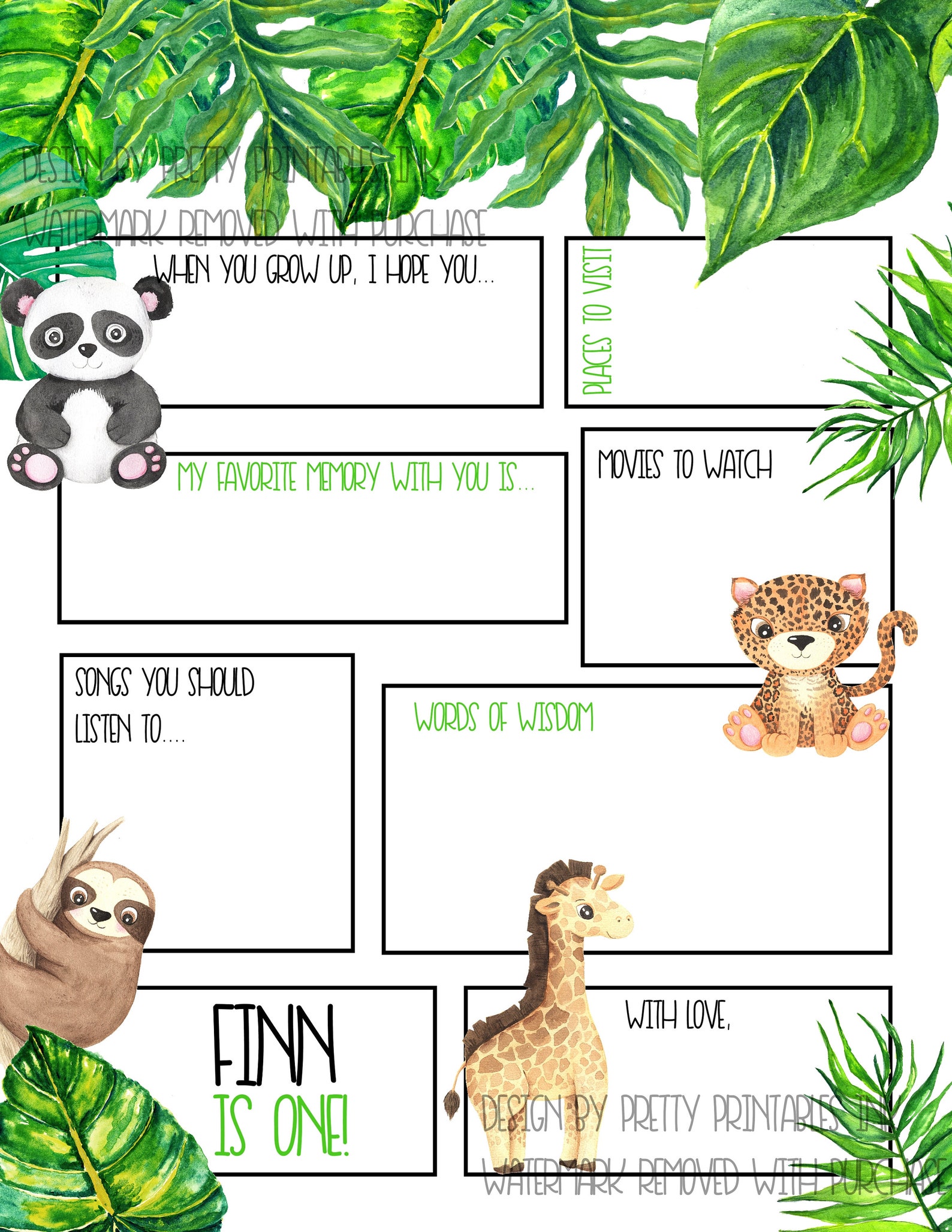First Birthday Time Capsule Printable 1st Birthday Time | Etsy