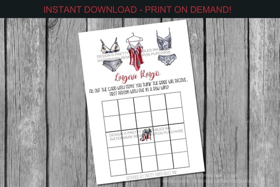 INSTANT DOWNLOAD lingerie bingo game | classy lingerie game | lingerie shower game Il_570xn