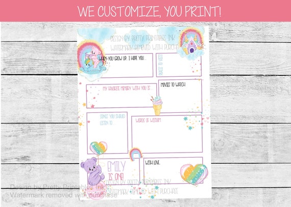 First Birthday Time Capsule Printable | 1st Birthday Time Capsule | Girl First Birthday Capsule | Rainbow and Bears 1st Birthday Capsule Il_570xn