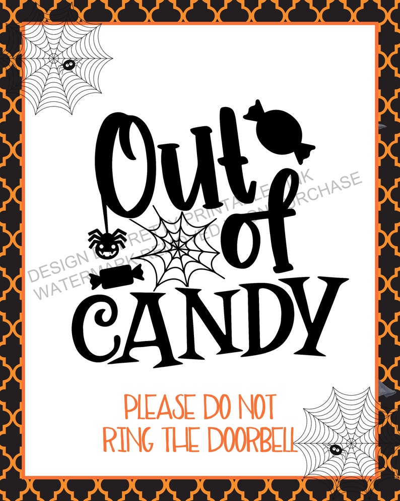 Out of Candy Sign Printable Halloween Candy Bowl Sign - Etsy