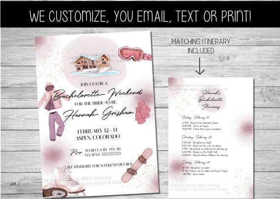 Aspen Bachelorette Weekend Invite Printable | Ski Bachelorette Weekend Invite | Mountain Bachelorette Weekend Invite | Tahoe Bachelorette Il_570xn