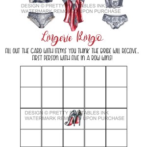 INSTANT DOWNLOAD lingerie bingo game classy lingerie game lingerie shower game lingerie bingo card lingerie bachelorette game image 2