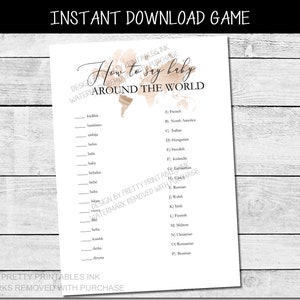 Baby Around the World Game, Gender Neutral Baby Shower Game, Travel Baby Shower Game, Adventure Awaits Shower Game, How to Say Baby Game