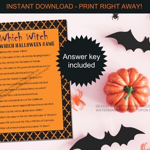 Printable Halloween game, adult Halloween game, Halloween game printable, which witch is which, Halloween party game, Halloween trivia