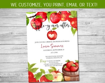 Apple-y Ever After Bridal Shower Invite, Summer Bridal Shower Invite, Fall Bridal Shower Invite, Autumn Shower Invite, Teacher Shower Invite