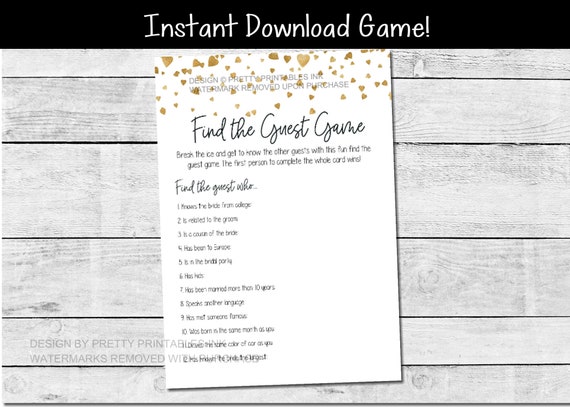 Bridal Shower Game Printable | Find the Guest Bridal Game | Bridal Shower Icebreaker Game | Bridal Find the Guest Game | Wedding Shower Game Il_570xn