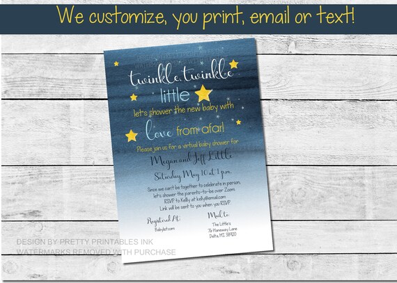 Virtual Baby Shower Invitation | Long Distance Shower Invitation | Shower From Afar Invitation | Baby Shower by Mail Invitation Il_570xn