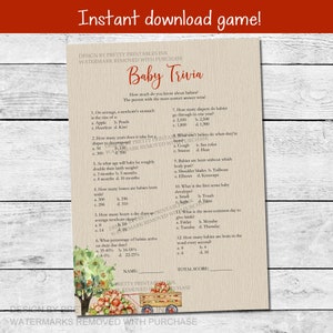 Baby Shower Game, Baby Shower Party Game, Fall Baby Shower Game, Baby Trivia Game, Apple Baby Shower Game, Bushel and a Peck Game