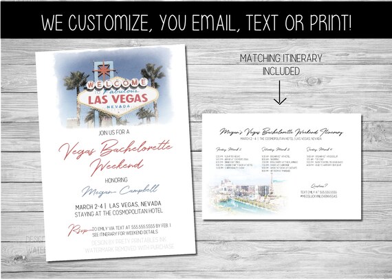 Vegas Bachelorette Invitation and Itinerary | Vegas Bachelorette Party Invite | Las Vegas Weekend Invitation | Vegas Girls Weekend Invite Il_570xn
