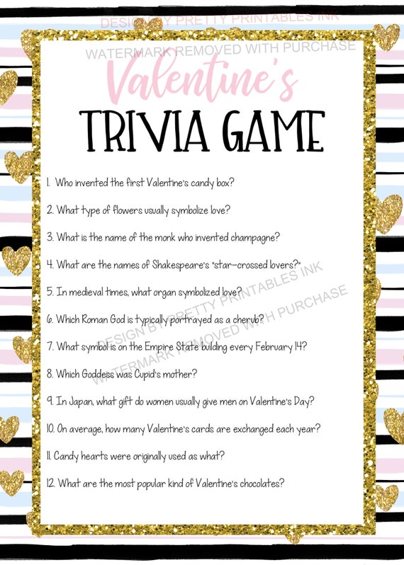 Printable Valentine's Day game, Valentines Game, Galentine's party game, Valentines Trivia, Valentine's Party Game, Valentine's Day Activity Il_570xn
