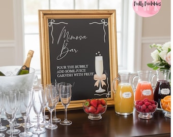 Afdrukbaar bord mimosareep voor decoratie vrijgezellenfeest of verjaardagsbrunch