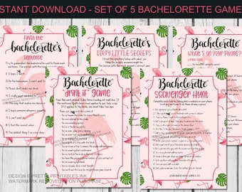 Instant download flamingo bachelorette games, bachelorette game bundle, beach bachelorette games