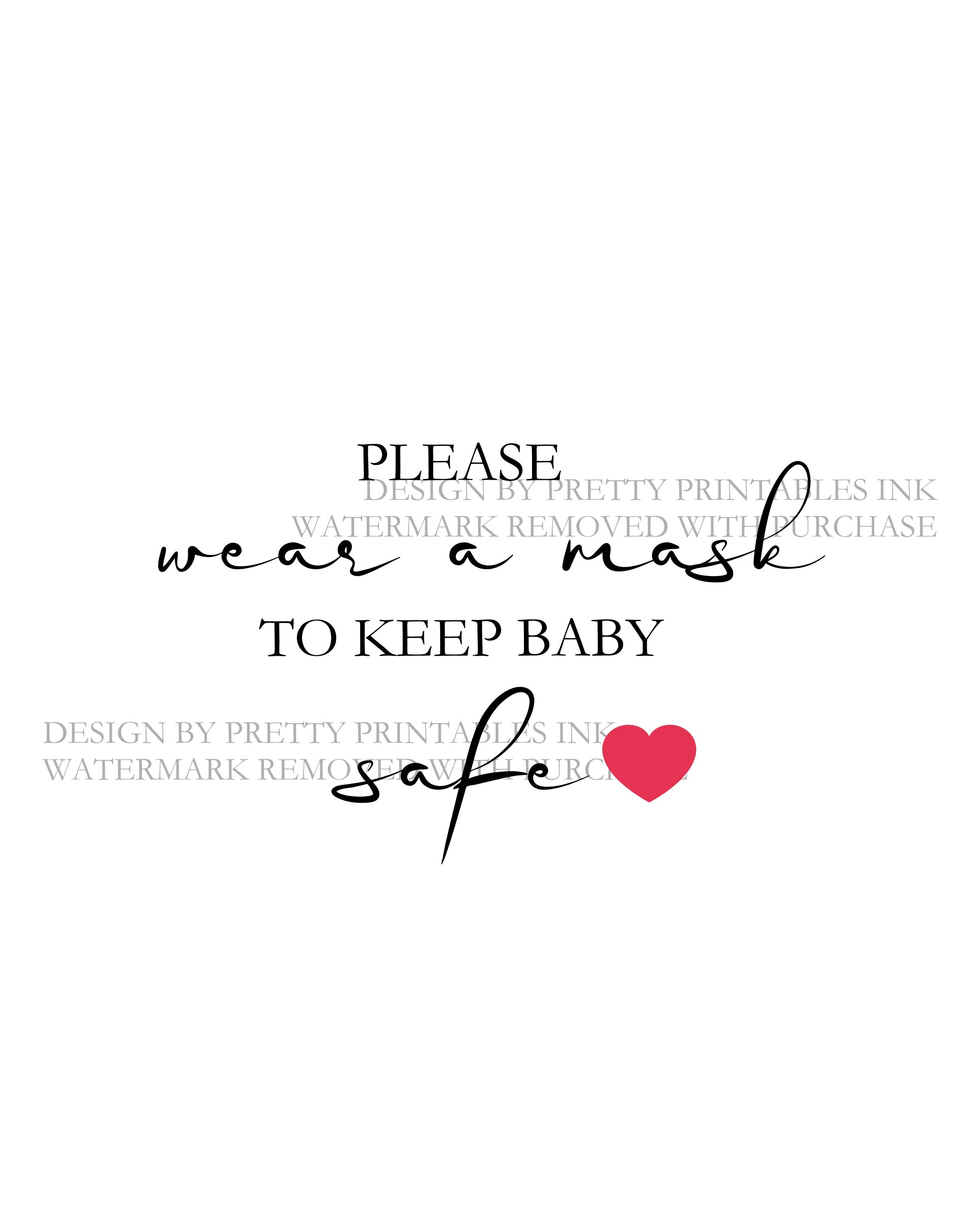 Baby Mask Sign Printable Wear a Mask Baby Shower Sign Etsy Finland