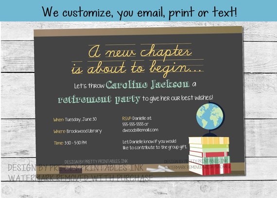 Printable teacher retirement invitation, teacher retirement party ...