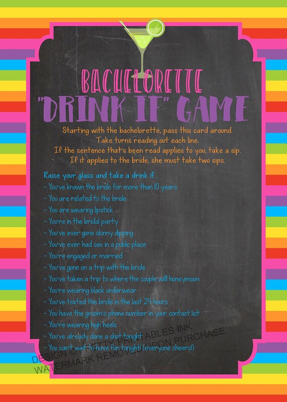 Printable bachelorette party game, drink if game, final fiesta bachelorette game, virtual bachelorette party game Il_570xn