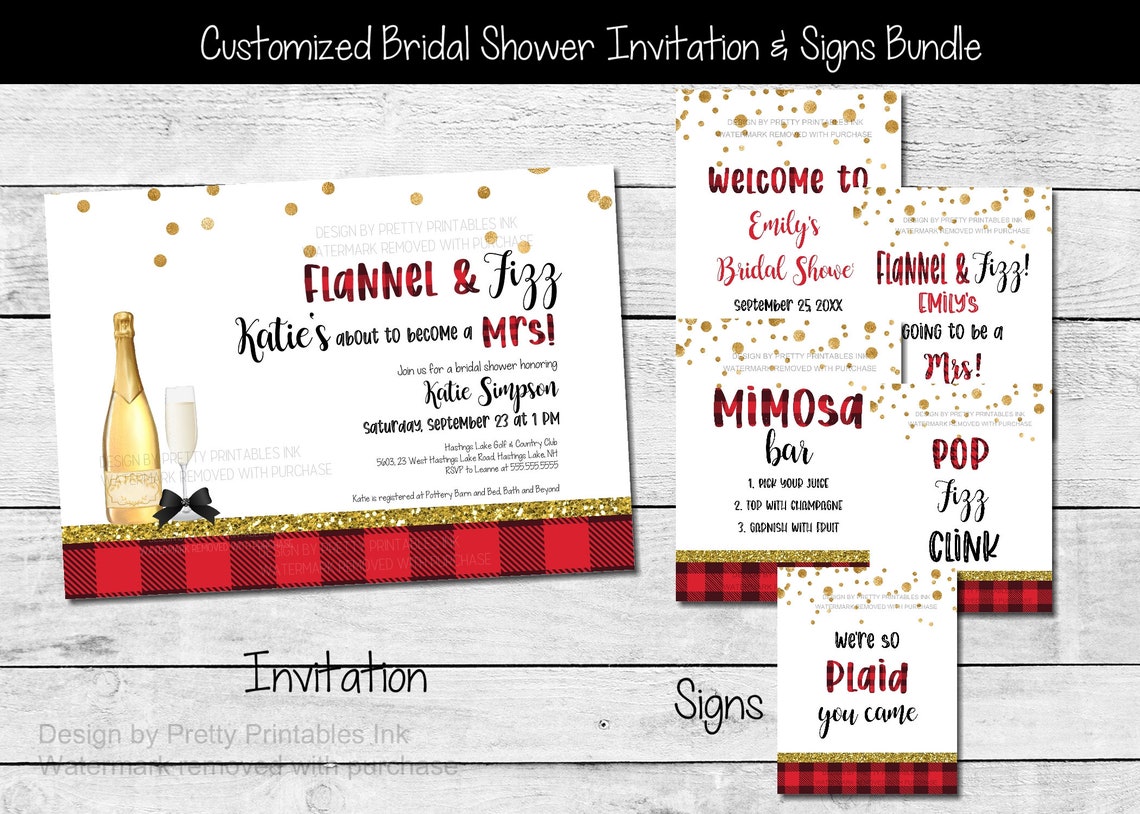 Printable Flannel and Fizz Bridal Shower Bundle Flannel Etsy Canada