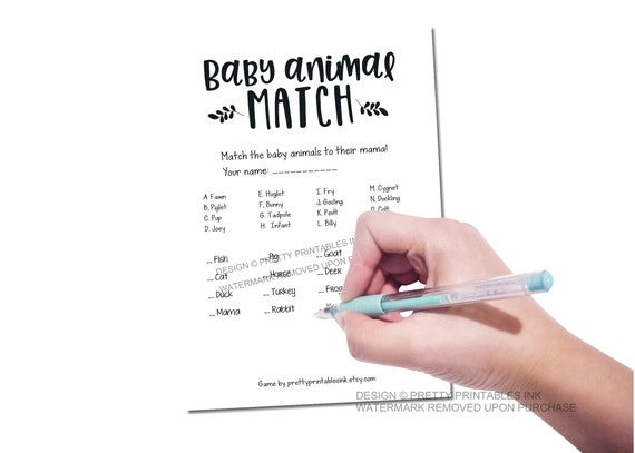 Baby Shower Game Printable, Baby Animal Game, Animal Match Game, Match the Animal Game, Gender Neutral Baby Shower Game, Who's My Mama Game Il_570xn