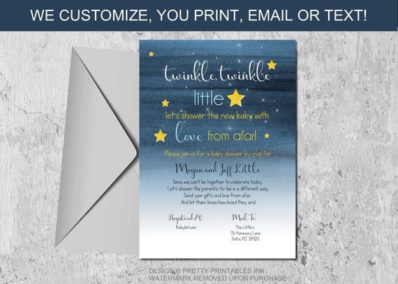 Baby Shower By Mail Invitation Printable, Long Distance Shower Invitation, Showered from Afar Invite, Military Baby Shower Invite Il_570xn