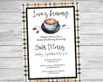 Love is Brewing Bridal Shower Invitation, Fall Bridal Shower Invitation Printable, Coffee Bridal Shower Invite, Autumn Bridal Shower Invite