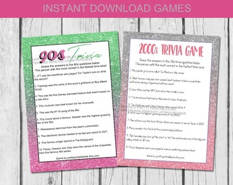 Girls Night Games | 90s and 2000s Trivia | Girls Night In Games | Y2K Party Games | Bachelorette Games | Birthday Party Games | 90s Games