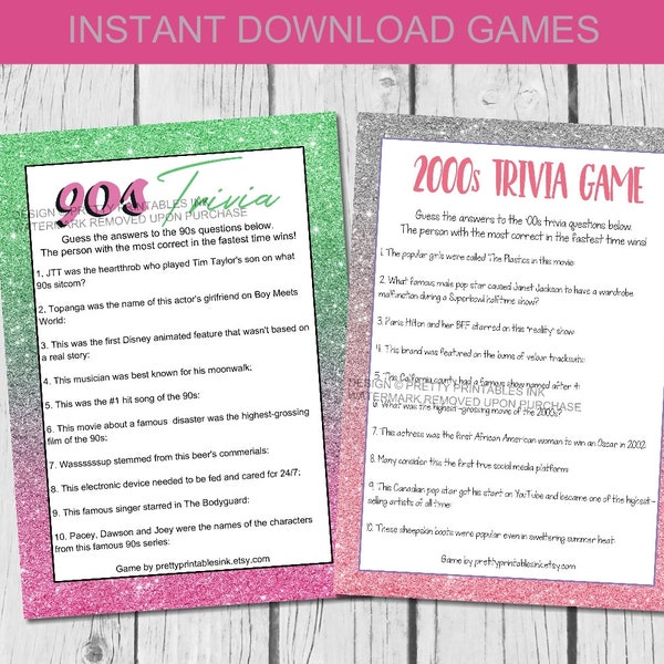 Girls Night Games | 90s and 2000s Trivia | Girls Night In Games | Y2K Party Games | Bachelorette Games | Birthday Party Games | 90s Games