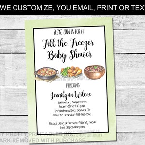 Stock the freezer baby shower invitation printable | fill the freezer baby shower | freezer meal baby shower | Meals for baby invitation