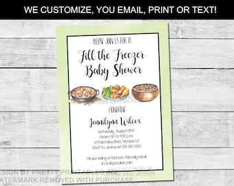 Stock the freezer baby shower invitation printable | fill the freezer baby shower | freezer meal baby shower | Meals for baby invitation