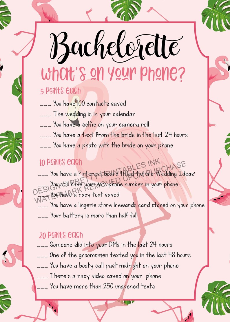 Instant download flamingo bachelorette games, bachelorette game bundle, beach bachelorette games image 4