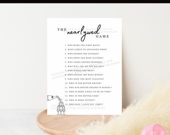 Minimalistisch bijnawed-spel voor stelletjes douche- of verlovingsfeest (pdf direct downloaden)