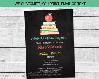 Teacher Bridal Shower Invitation, Classroom Bridal Shower Invitation, Teacher Shower Invitation, A New Chapter Begins Bridal Invitation