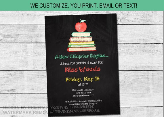 Teacher Bridal Shower Invitation, Classroom Bridal Shower Invitation, Teacher Shower Invitation, A New Chapter Begins Bridal Invitation Il_570xn