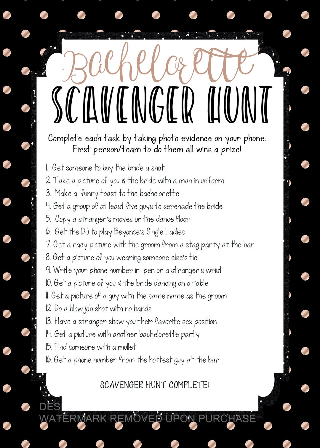 Bachelorette Scavenger Hunt Bar Game (digital Download) - Etsy