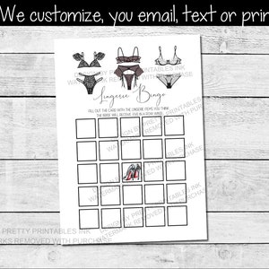 Lingerie Bingo Game Printable Lingerie Shower Game Lingerie Party Game Lingerie Bridal Shower Game Lingerie Bachelorette Game image 1