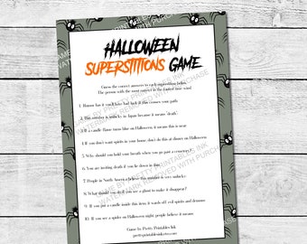 Adult Halloween Game, Halloween Superstitions Game, Halloween Trivia Game, Halloween Party Game Instant Download, Printable Halloween Game