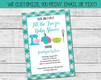 Freezer Meal Baby Shower Einladen Printable | Lager die Gefrierschrank Dusche Einladen | die Gefriertruhe Babyparty befüllen Freezer Mahlzeit-Dusche Einladung