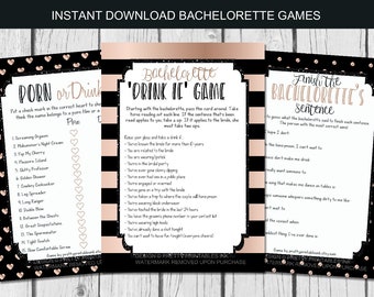 Printable Bachelorette Games | Rose Gold Bachelorette Games |  Hen Party Games | Fun Bachelorette Game Bundle | Naughty Bachelorette Games