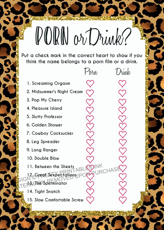 Printable Porn or Drink Bachelorette Party Game, Leopard Bachelorette Game, Virtual Bachelorette Game, Hen Party Game Il_570xn