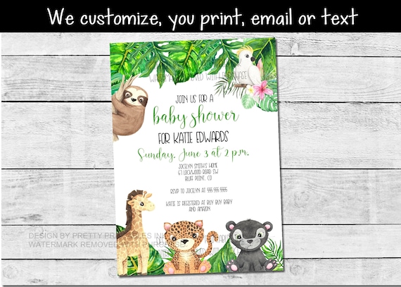 Printable Jungle Baby Shower Invitation, Safari Baby Shower Invitation, Baby Shower Invitation Printable, Jungle Animal Baby Shower Invite Il_570xn